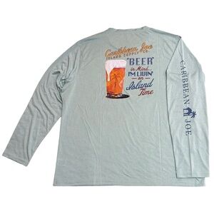 Caribbean Joe “BEER” LOGO LONG SLEEVE SUN PROTECTION SHIRT, Green Mist, XL NWT